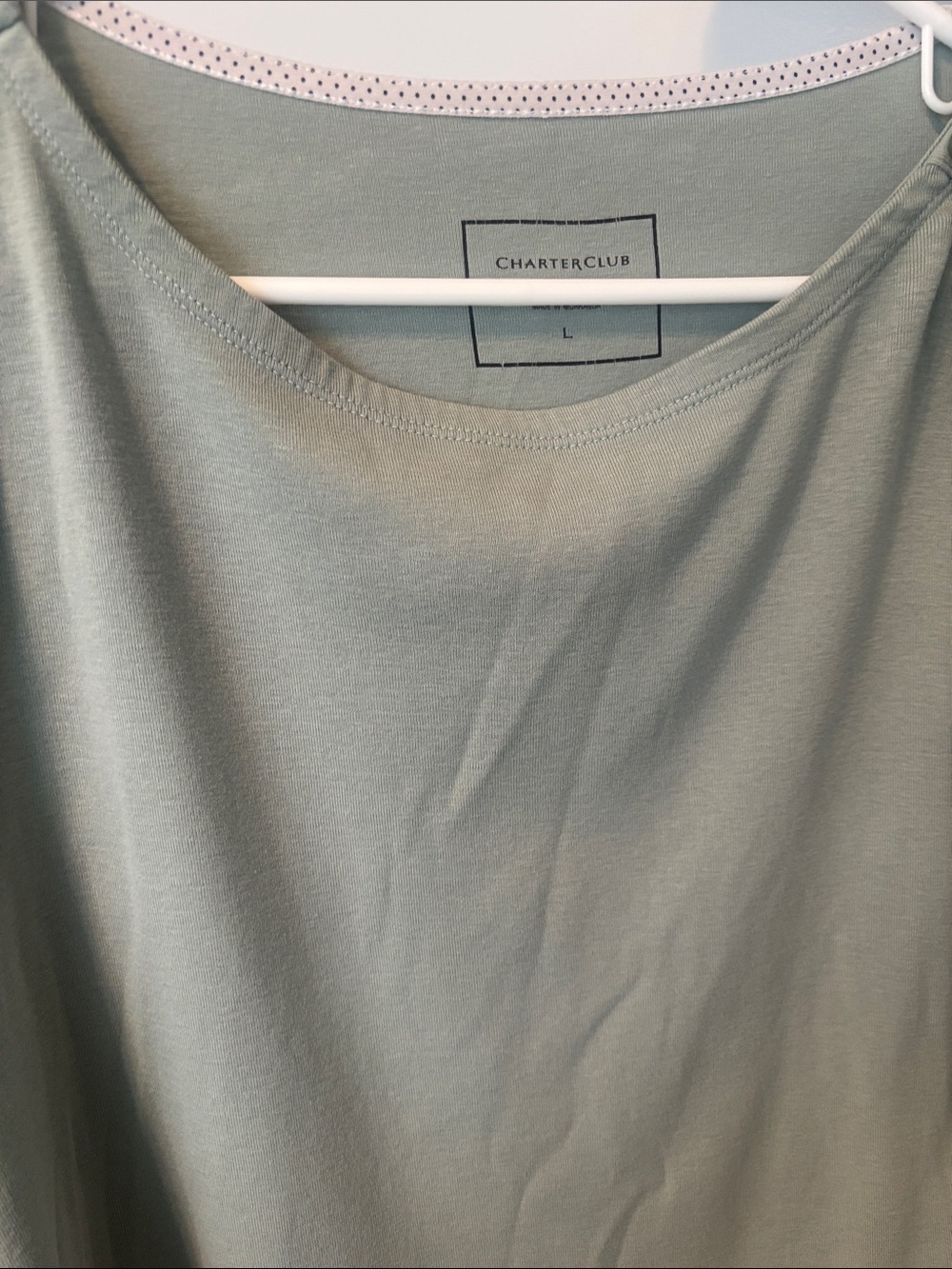 Charter Club Women's Sage Green 3/4 Sleeve Crewneck Tee
